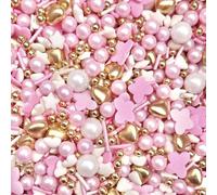 Gold pink white sprinkles metallic hearts babg pink butterfly edible pearls stars cupcake cake toppers biscuits pearls decoration 100s 1000s first birthday party baking BUTTERFLY KISSES