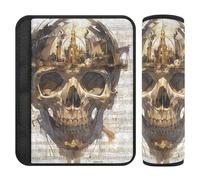 Gold Pirate Skull White Sheet Music car seat Shoulder Strap Covers,Protects Your Neck and Shoulders,seat Belt Cushion for SUV Auto Most Cars funda para cinturón de carro 2 pcs