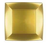 Gold Plast Nice Gold Square 23x23cm Dinner Plates Set 12pcs - Party Christmas