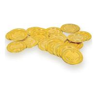 Gold Plastic Treasure Coins - Pack of 144 - Shiny Pirate Coins for Parties, Games, and Gifts