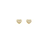 Gold Plate Heart Studs - Dew Jewelry - Sterling Silver / Zirconia / Gold Plated