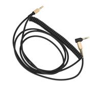 Gold Plated 3.5mm to 3.5mm Male Coiled Cable with Steel Spring Relief, Compatible with Major 2 II Headphones, Plug and Play