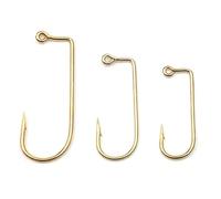 Gold-Plated 90-Degree Right Angle Hooks, 100Pcs High Carbon Steel Lead Head Crank Hooks for Inverted Ocean Rock Fishing Amusement(#6)