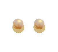 Gold Plated Alloy Stud Earring, Irregular Hammered Metal Base with Glossy White Imitation Pearl Round Bead Earrings, Minimalist Neutral Elegant Daily Earrings for Women Jewelry Gift