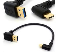 Gold Plated Angled USB C Cable Extension 90 Degree Type C to USB 3.0 Up Angle Male Converter Data Sync USB-C Adapter cord(90°Type C-USB A Right) (USB 3.0 Up)