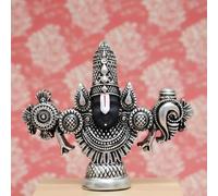Gold Plated Antique Finish Lord Balaji Charan Paduka | Vishnu Charan Paduka for Pooja Room/Car Dashboard/Gifting (Balaji Face Silver, Medium)