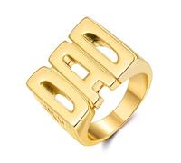 Gold Plated "Best Dad Ever" Ring - Gold Barked Sides, Size X, 22g - The Ultimate Tribute to Fatherhood - Bling King London