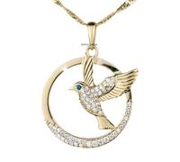 Gold Plated Bird Pendant Necklace for Women - Stylish and Fashion Bird in Flight Pendants with Blue and Clear Stones, Symbolic Jewelry for Women, Ideal Gift for Women, Standard, Brass, Cubic Zirconia