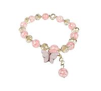 Gold Plated Bracelet Natural Stone WIth Butterfly Pendant Bracelets Appreciation Gifts For Women Girl Jewelry Wristband Gemstone Beaded Stretch Bracelet Couples Bracelets (D, One Size)