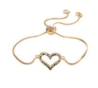 Gold Plated Bracelet To My Best Friends Bracelet Luxurious Color Zircon Adjustable Solid Love Shape Bracelet Bracelets For Teen Girls (Gold, One Size)