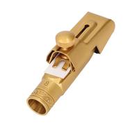 Gold Plated Brass B Flat Tenor Saxophone Sax Mouthpiece with Caps, Ligature Brass Metal B Flat 8C Replacement Frosted Gold Plated Slide Cover Soprano Saxophone Mouthpieces