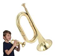 Gold Plated Bugle - Pocket Trumpet Toy | Musical Instrument Accessory, Band Orchestra Performer for School Band Festival Ambience Concerts Parades March Essays Practices