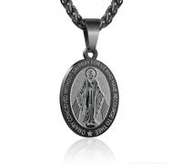 Gold Plated Catholic Christian Jewelry Mother Cameo Design Virgin Mary Pendant Necklace Jewelry Vintage Textured Medallion Coin Pendant Oval (Model 3)