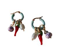 Gold Plated Chili Pearls Pendant Earrings Constructed From Alloy Base Providing Color Retention and Elegant Elegant Gold Tone Chili Pearl Pendant