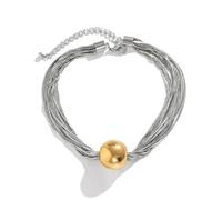 Gold-Plated Chunky Multi-Layer Necklace for Women, Punk Gothic Ball Pendant Choker,Geometric Twisted Chain Link Y Drop Necklace Statement Hip-Hop Vintage Grunge Y2k Fashion Jewelry,single ball, Zinc
