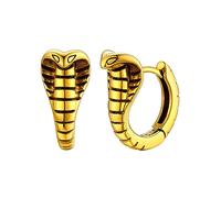 Gold Plated Cobra Snake Earrings for Ladies, Stainless Steel Serpent Ear Jewelry Huggies Hoop Earring, Hypoallergenic Lightweight Womens Earrings No Green Ears