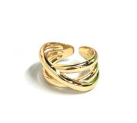 Gold-Plated Copper Ring for Women & Men, Double Band X Shape Ring - Adjustable Open Band Crossover Rings, Minimalist Jewelry with RTT Gift Jewelry Box