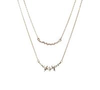 Gold Plated Cubic Crown Smile Link Chain Necklace Stainless Steel Romantic Daily Jewelry for Women