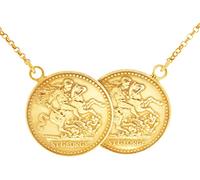 Gold Plated Double Coin George & Dragon Necklace. Sterling Silver with Gold Plating. Available on a 16", 18" or 20" Sterling Silver Gold Plated Chain (18)