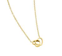 Gold Plated Double Love Heart-Shape Pendant Mirror Link Chain Classic Style Anniversaries Gifts