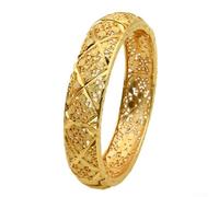 Gold Plated Dubai Style Hinged Bangle for Women 24K Finish Ideal for Bridal Wedding Party Formal Casual Coordination (B-16)