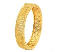 Gold Plated Dubai Themed Bangle Bracelet 24K Finish with Functional Hinged System for Women Comfort Focused Design (B-47)