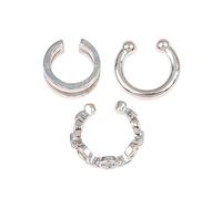 Gold Plated Ear Cuff Earring Set for Women Minimalist Silver Geometric Metal Non Piercing Clip On Earrings Trendy Everyday Statement Jewelry Gift, S, Alloy Steel, No Gemstone