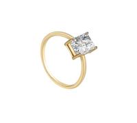 Gold Plated Engagement Ring, Anillos de Promesa para Mujer with White Rectangle Moissanite 9K Yellow Gold Size T 1/2