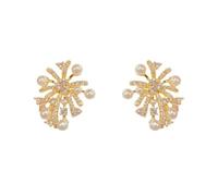 Gold Plated Firework Stud Earrings Unique Statement Irregular Fireworks Star Starburst Chandelier Chic Rhinestone Cubic Zirconia Small Earrings for Women Birthday Holiday Trendy Jewelry Gifts, M, Zinc