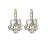 Gold-plated Full Diamond Flower Stud Earrings Light Luxury Transvious Crystal Flower Ins Sweet Elegant Earrings for Women