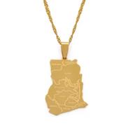 Gold Plated Ghana Map Necklace Pendant & 60cm Chain African Country