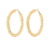 Gold Plated Glitter Sequin Hoop Earrings Round Delicate Rhinestone Dangle Earrings Bling Bling Personality Boho Chic Jewelry (Yellow)