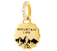 Gold Plated Great Smoky Mountains National Park Charm Pendant, fit Pandora Travel Bracelet Necklace, 925 Sterling Silver Bear and Mountain Life Dangle Bead, Gift for Best Mom/Friend