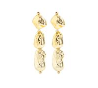 Gold Plated Hammered Bead Linear Drop Earrings, Irregular Geometric Dangle for Bridal Office Commute Formal Banquet