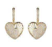 Gold Plated Heart Clip On Earrings With Cubic Zirconia Crystals - Nafisa G