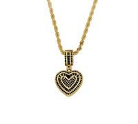 Gold Plated Heart Pendant Necklace - Copper Base with Micro-Inlaid Zircon, Romantic Heart Shape Jewelry for Women - Ideal (D)