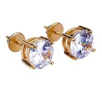 Gold-Plated Hip Hop Earrings 8 mm Round Zirconia Micro-Set Design Universal Men's Accessory Gift