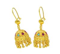 Gold Plated Indian Jhumka Earrings Geometric Dangle, A