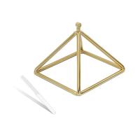 Gold Plated Opaque Premium Crystal Quartz Pyramid 3-12 Inch Merkaba Sound Therapy Meditation Yoga Meditation Stress Relief Corner Frame Percussion Instruments Incl,4 Inch