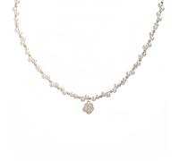 Gold Plated Pearl Necklaces For Women Trendy Dainty Cubic Zirconia Red Heart Birthstones Non Tarnish Chunky 14k Gold Prom Thick Necklace Gold Chain Pearls Choker Charm Collar Necklace For Women, Zinc