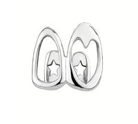 Gold Plated Polished Hip Hop Heart Cutout Teeth Grills for Men and Women, Punk Street Trendy Cosplay Party Teeth Caps Jewelry Accessories(Silver)