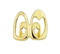 Gold Plated Polished Hip Hop Heart Cutout Teeth Grills for Men and Women, Punk Street Trendy Cosplay Party Teeth Caps Jewelry Accessories(Gold)