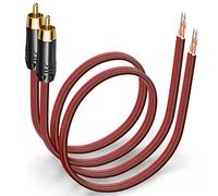 Gold-Plated RCA to Bare Wire Speaker Cable - 14AWG OFC Copper Audio Cable for Subwoofers, Amps & Home Theater, Dual PVC Shielded, Zero-Noise