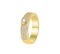 Gold Plated Rings, Pre Engagement Ring Heart with Round Shape Moissanite 18K Yellow Gold Size R 1/2