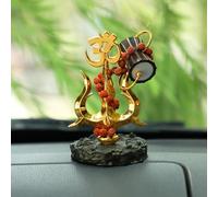 Gold Plated Shiva Trishul with Damru, Mala & Om for Home, Car & Puja Décor
