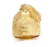 Gold-Plated Silver Carved Horse Saddle Stirrups Rope Saddle Ring - ARN157-GP Jewelco London Gold W