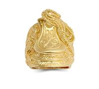 Gold-Plated Silver Carved Horse Saddle Stirrups Rope Saddle Ring - ARN158-GP Jewelco London Gold W