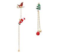 Gold Plated Snowflake Santa Claus Threader Tassel Earrings for Women Sterling Silver Pins Red Crystal Cubic Zriconia Sock