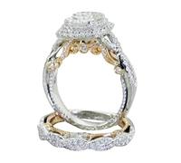 Gold Plated Square Princess Ring Gold Engagement Ring Latest Wedding Ring Designs Size 9 Rings (Silver, 8)