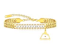 Gold Plated Stainless Steel CZ Square Cut Link Jewelry Gift of Love YA4339